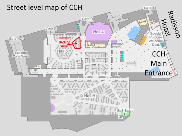 Location of Hardware Hacking Area (in Hall 3)