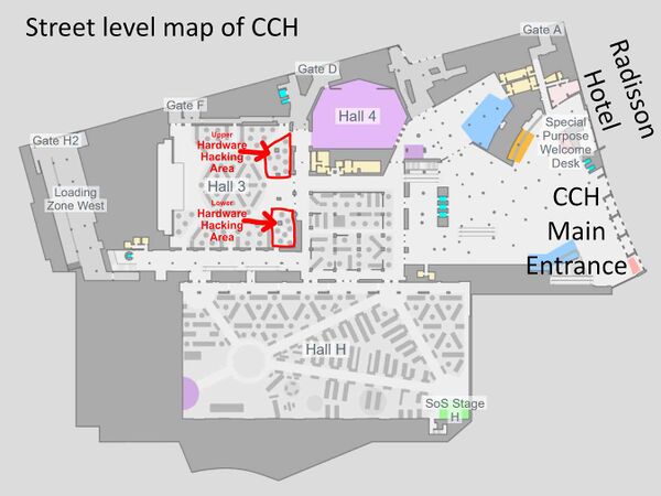 Location of Hardware Hacking Area (in Hall 3)